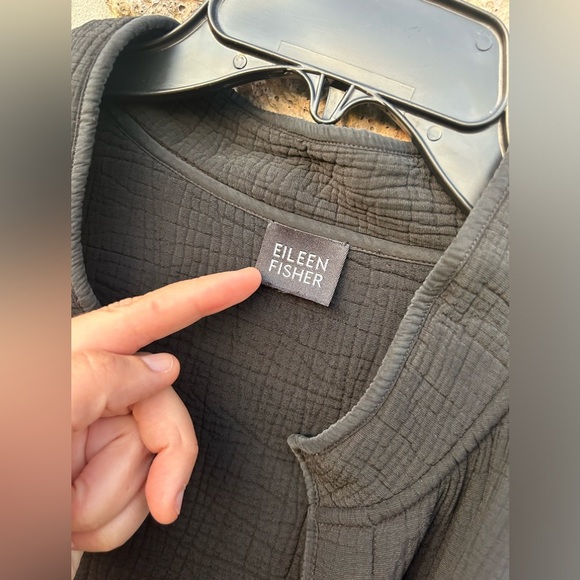 Eileen Fisher Open Front Jacket Sz XL Black Silk Blend Casual Quiet Luxury - Picture 4 of 7